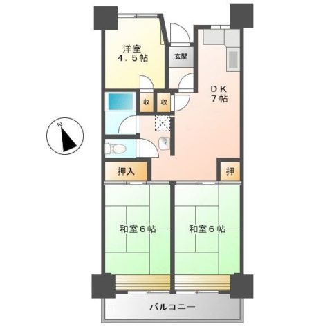 2・3・3博多II902号室-間取り