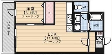 グリュックハイム山王公園前304号室-間取り