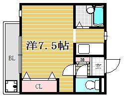 ラフィーネ別府205号室-間取り