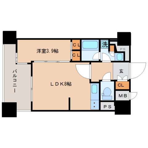 ラクレイス県庁口406号室-間取り