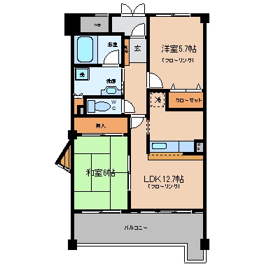 コスモテール吉塚304号室-間取り