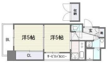 エステートモア薬院倶楽部1205号室-間取り