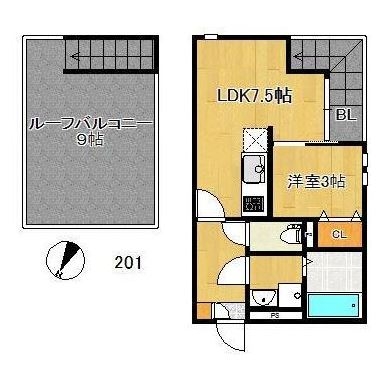 GRANDTIC住吉Ⅱ201号室-間取り