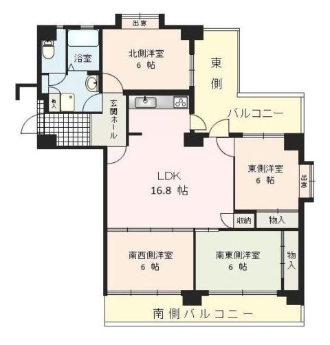 サンセーヌ唐人町401号室-間取り