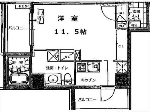 キューブ春吉アクア703号室-間取り