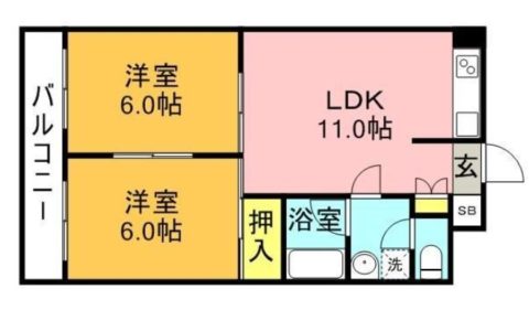 西新グランドハイツ302号室-間取り