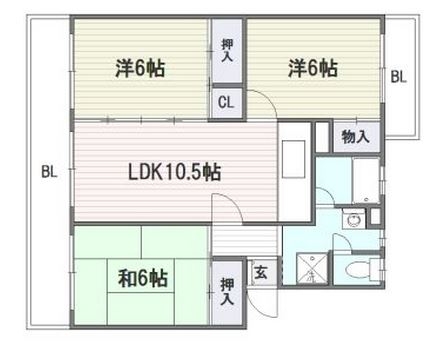 ローヤルマンション野間202号室-間取り