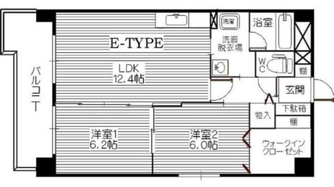 エスティグリーン箱崎605号室-間取り