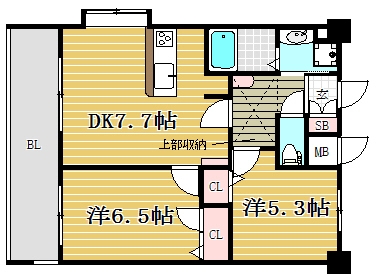 ツインズ博多S館1201号室-間取り