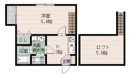 グランツ別府201号室-間取り