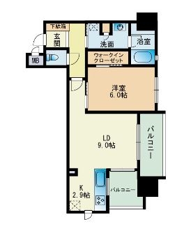 RJRプレシア博多駅前302号室-間取り