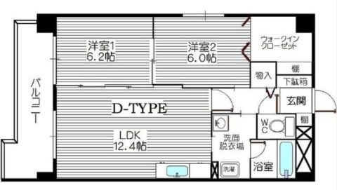 エスティグリーン箱崎505号室-間取り