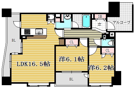 アンピール天神東1306号室-間取り