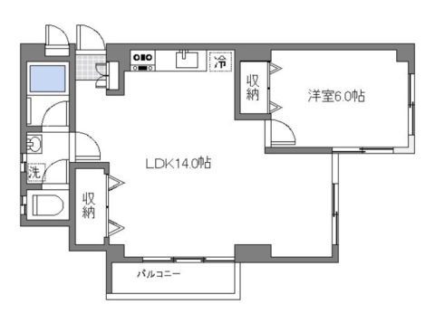 六本松コーポ402号室-間取り