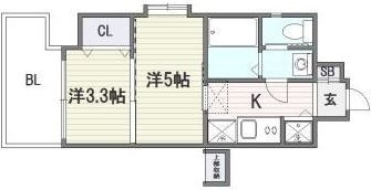 YGM九大病院前702号室-間取り