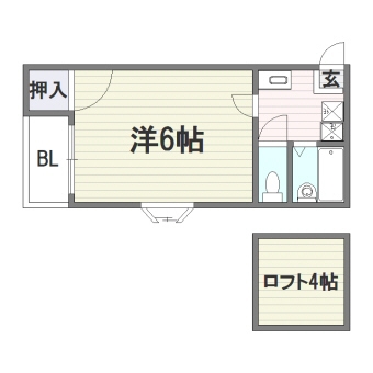 ハピネス博多202号室-間取り