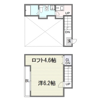 ハピネス美野島II202号室-間取り