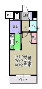 グリーンコート西新 - 所在階***階の間取り図 6188