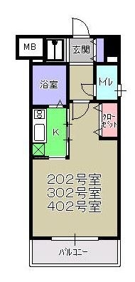 グリーンコート西新302号室-間取り