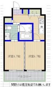 CUBE春吉patio304号室-間取り