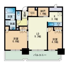 RJRプレシア博多駅前1302号室-間取り