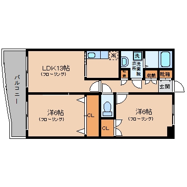 パグーロ東平尾206号室-間取り