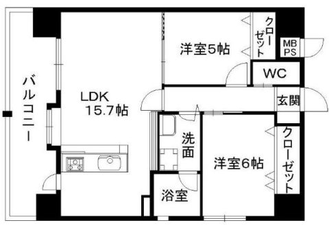 プレコート九大前705号室-間取り