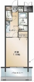 エンクレスト福岡 - 所在階***階の間取り図 7802