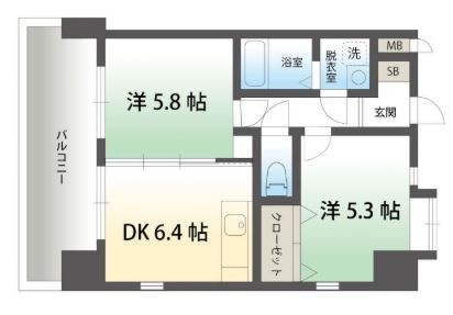 ウイングコートＥ館102号室-間取り