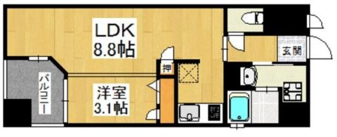 ロールベール博多駅前203号室-間取り