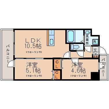 モダンパラッツォ県庁口604号室-間取り