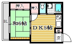 三角ビル5C号室-間取り