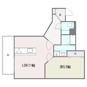 てんぐ屋西新ビル408号室-間取り