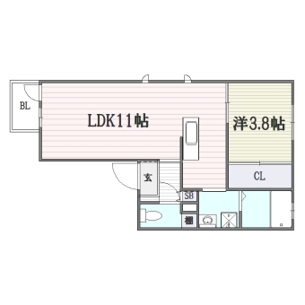 チェリッシュ吉塚V102号室-間取り