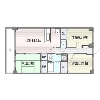 ラフォーレ小笹201号室-間取り