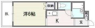 スカイハイツ別府105号室-間取り