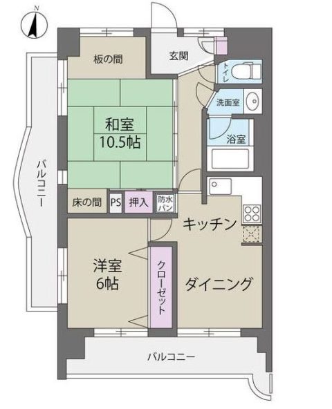 ライオンズヒルズ桜坂601号室-間取り