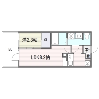 グランフォーレプライム西新1207号室-間取り