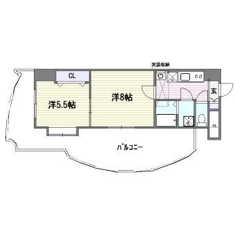 ロイヤル渡辺通154801号室-間取り