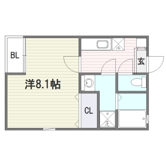 クレフラスト空港北B104号室-間取り