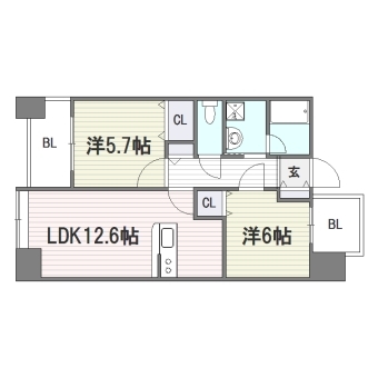 レジディア天神南705号室-間取り