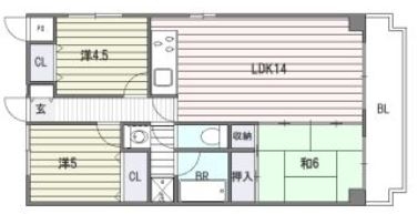 ロマネスク六本松第2203号室-間取り