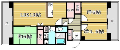 のむら貝塚ガーデンシティ弐番館609号室-間取り