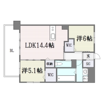 ヴァンヴェール大濠302号室-間取り