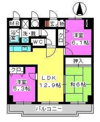 ガーデンコート大濠805号室-間取り