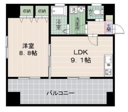 パルフェ大濠公園パークビュー202号室-間取り