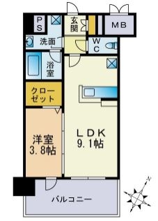 フリーデル桜坂601号室-間取り