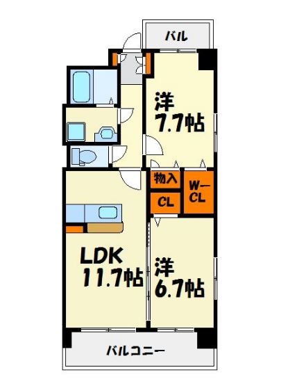 シャトレ六番館403号室-間取り