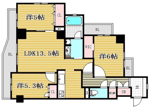 リオ・コスモ唐人203号室-間取り