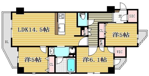 リオ・コスモ唐人301号室-間取り